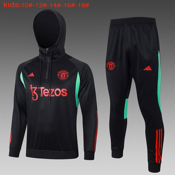 Ninos Chandal Con Capucha Manchester United 2024-2025 Negro Rojo